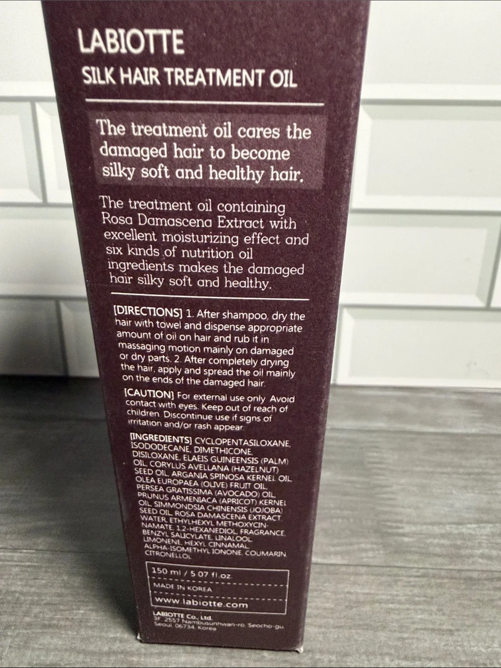 Labiotte Silk Hair Treatment Oil — Deep Plum Packaging